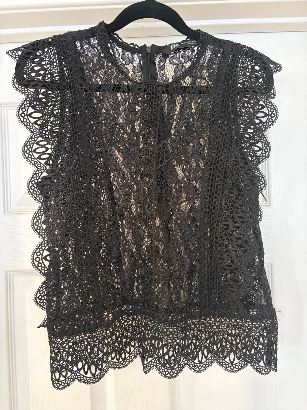 Zara Black Crochet Lace Sleeveless Top